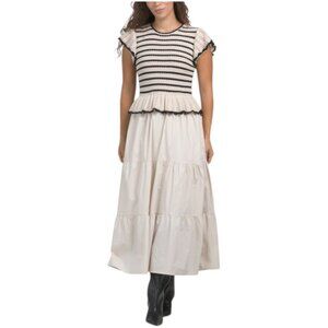ZOE & CLAIRE Short Sleeve Twofer Maxi Dress